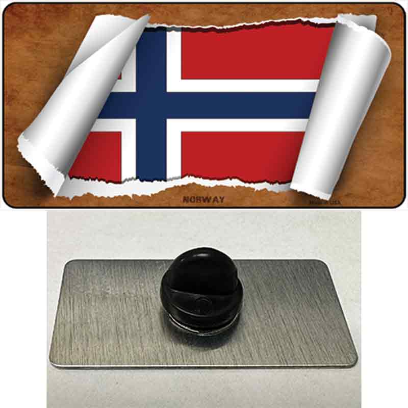 PIN-LP-9091 1.5 x 0.75 in. Norway Flag Scroll Novelty Rectangle Metal Hat Pin