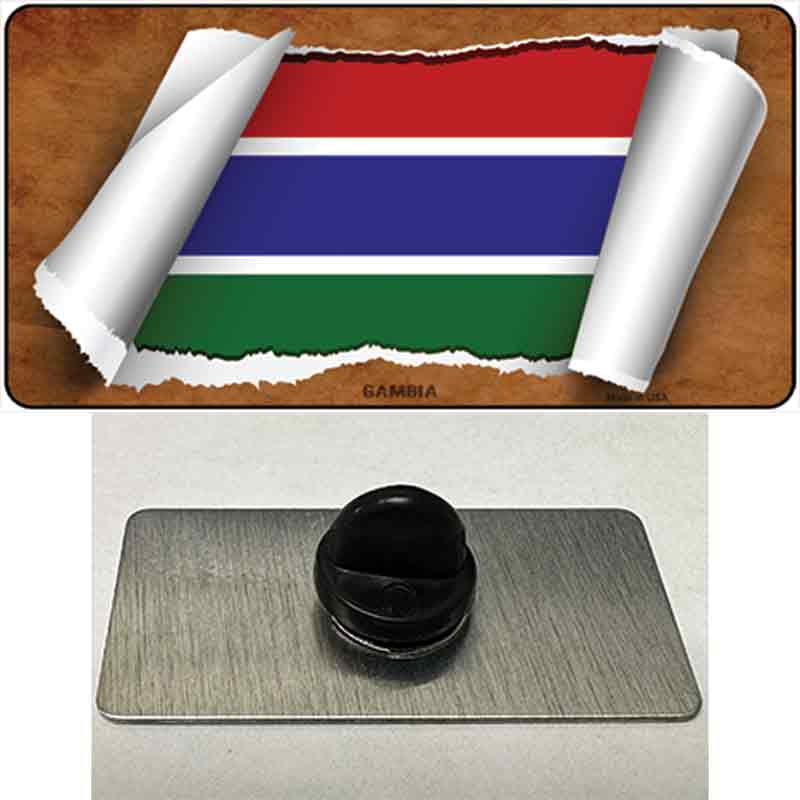 PIN-LP-9106 1.5 x 0.75 in. Gambia Flag Scroll Novelty Rectangle Metal Hat Pin