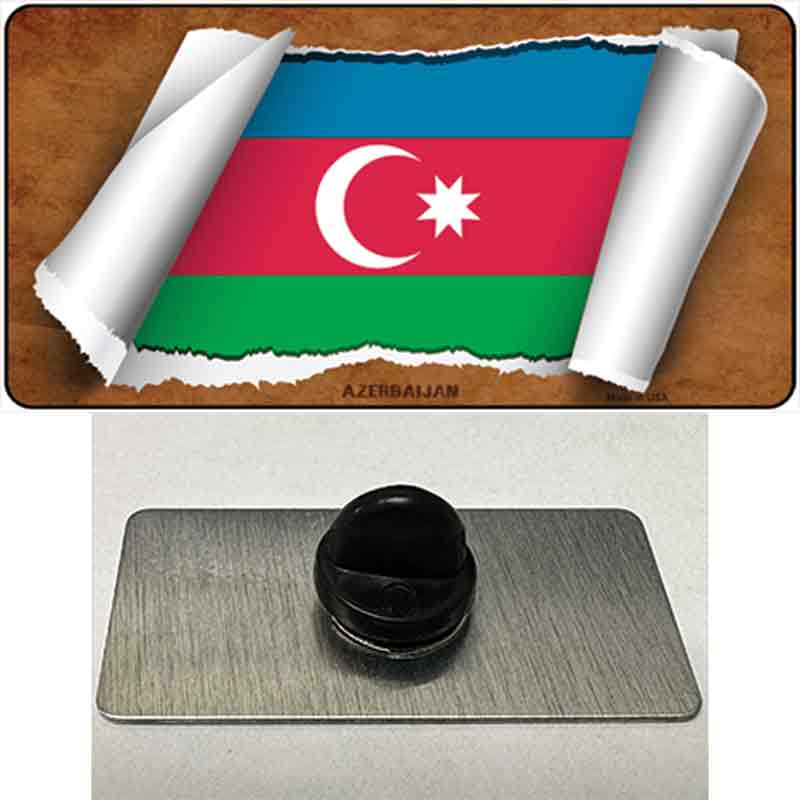 PIN-LP-9130 1.5 x 0.75 in. Azerbaijan Flag Scroll Novelty Rectangle Metal Hat Pin