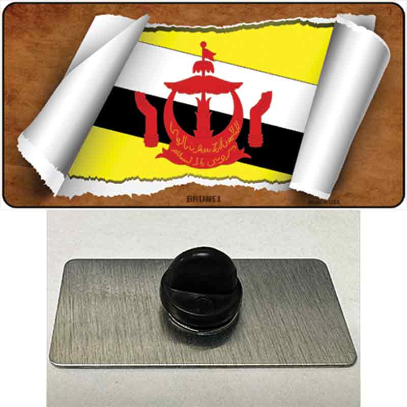 PIN-LP-9144 1.5 x 0.75 in. Brunei Flag Scroll Novelty Rectangle Metal Hat Pin