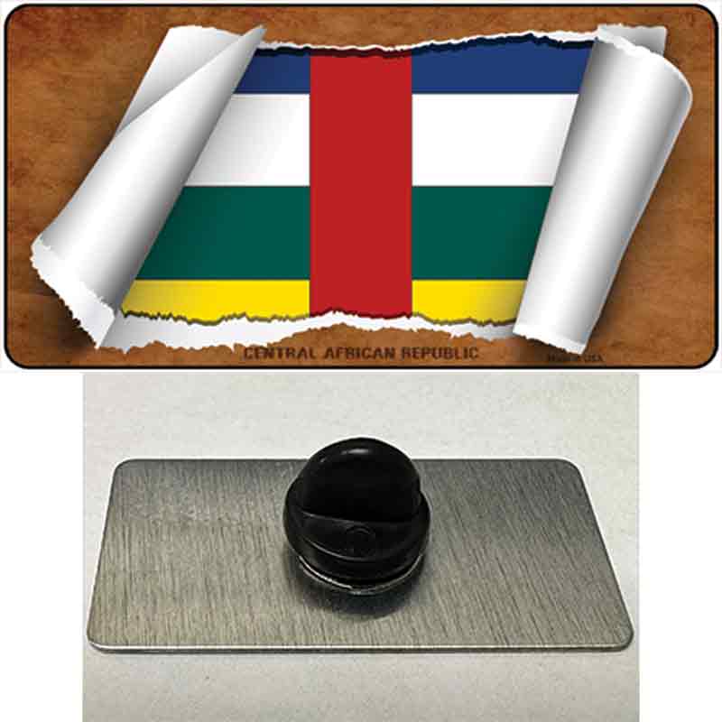 PIN-LP-9153 1.5 x 0.75 in. Central African Republic Flag Scroll Novelty Rectangle Metal Hat Pin