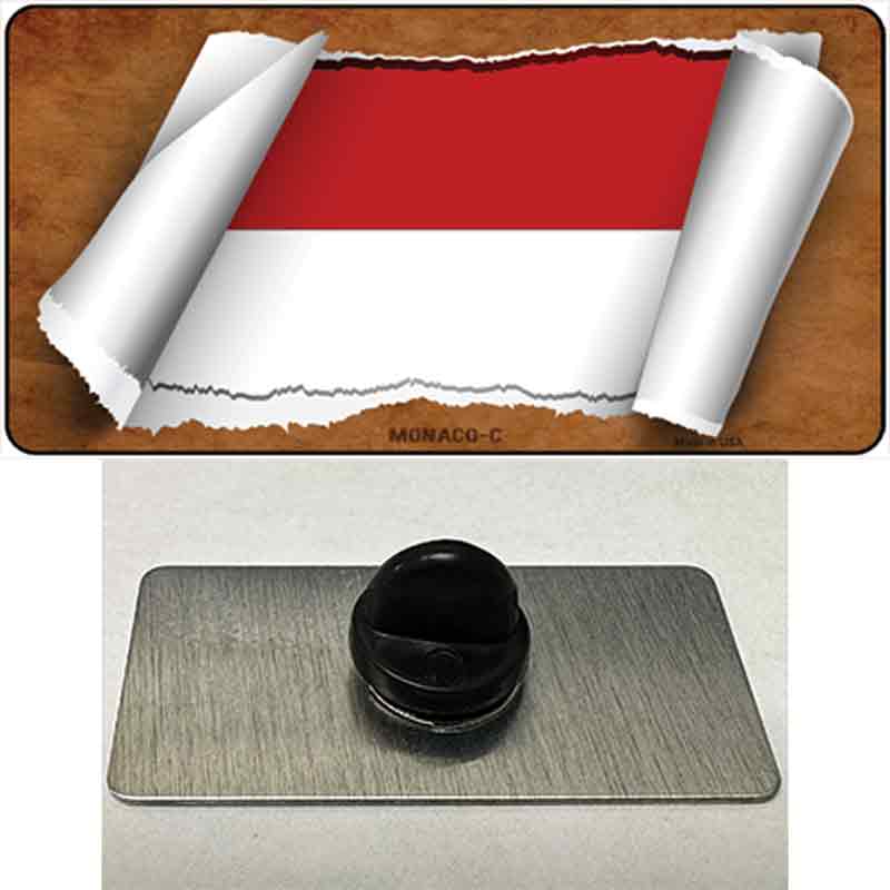 PIN-LP-9226 1.5 x 0.75 in. Monaco Flag Scroll Novelty Rectangle Metal Hat Pin