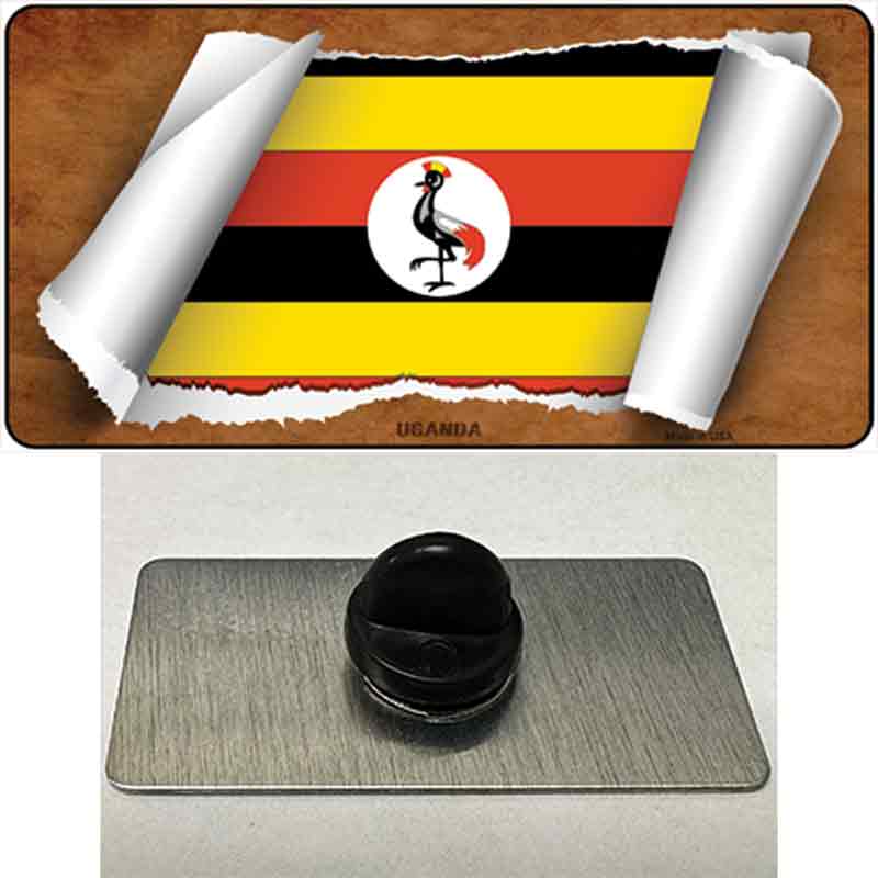 PIN-LP-9307 1.5 x 0.75 in. Uganda Flag Scroll Novelty Rectangle Metal Hat Pin