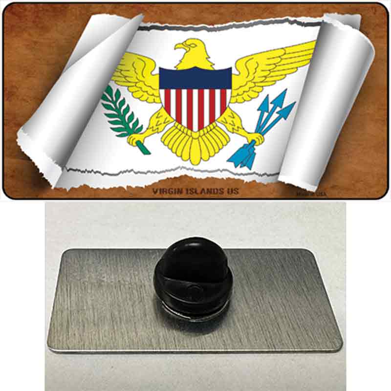 PIN-LP-9316 1.5 x 0.75 in. Virgin Islands US Flag Scroll Novelty Rectangle Metal Hat Pin
