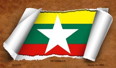 SMART BLONDE Myanmar Flag Scroll Novelty Metal Magnet M-9243