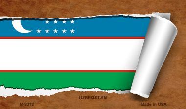 M-9312 Uzbekistan Flag Scroll Novelty Metal Magnet