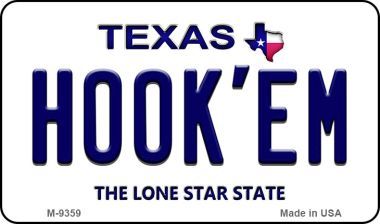 M-9359 Hookem Texas Background Novelty Metal Magnet