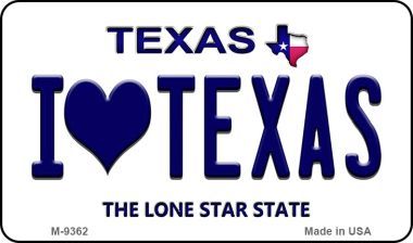 M-9362 I Love Texas Background Novelty Metal Magnet
