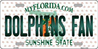 Dolphins Fan Florida Background Novelty Metal License Plate