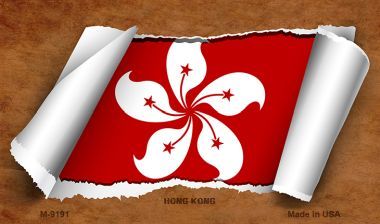 M-9191 Hong Kong Flag Scroll Novelty Metal Magnet