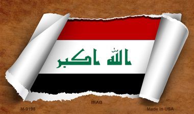 M-9198 Iraq Flag Scroll Novelty Metal Magnet