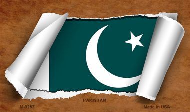 SMART BLONDE Pakistan Flag Scroll Novelty Metal Magnet M-9262