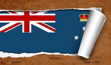M-9333 Victoria Flag Scroll Novelty Metal Magnet
