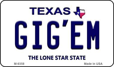 M-9358 Gigem Texas Background Novelty Metal Magnet