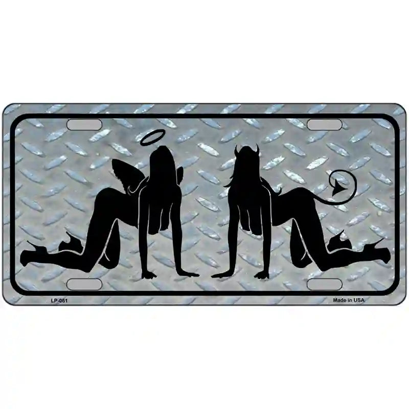 LLP-061 24 x 12 in. Angel & Devil Novelty Metal License Plate