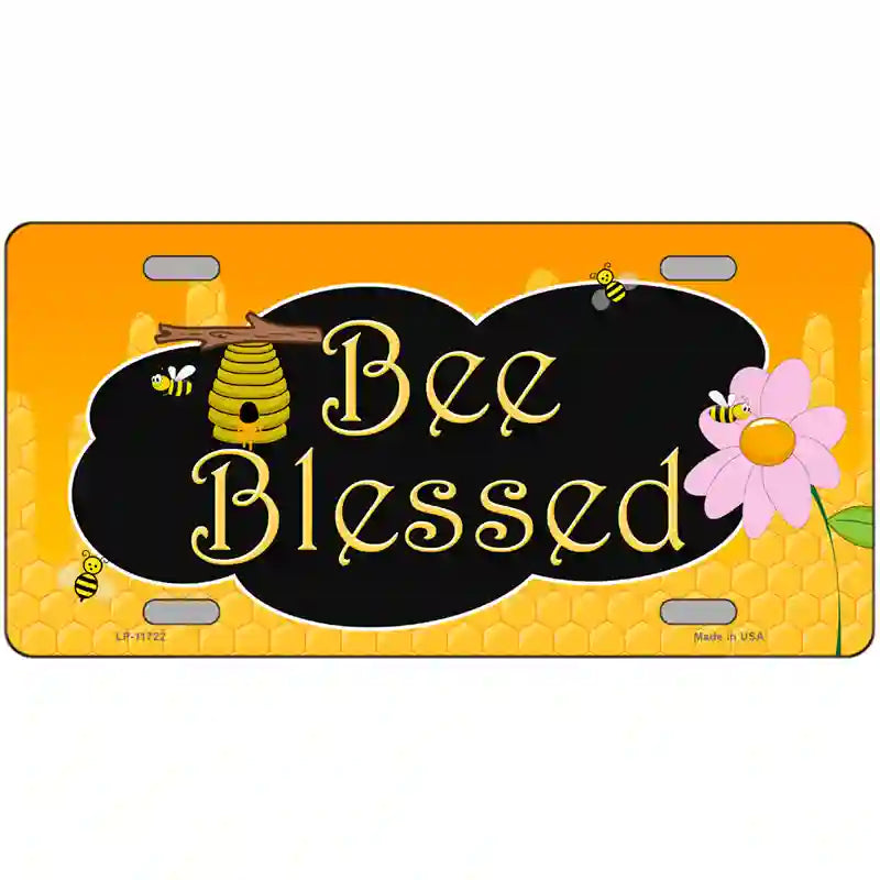LLP-11722 24 x 12 in. Bee Blessed Honey Hive Novelty License Plate