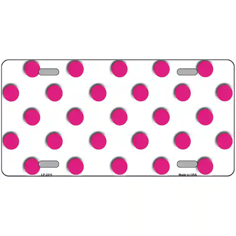 LLP-2211 24 x 12 in. Hot Pink Polka Dots White Metal Novelty License Plate
