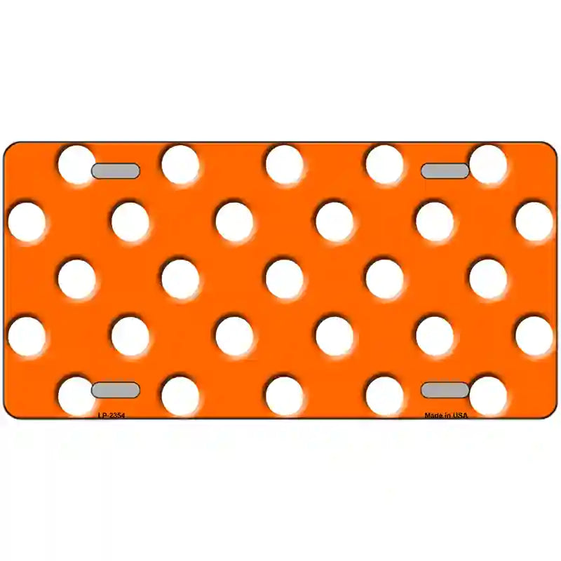 LLP-2354 24 x 12 in. White Polka Dots Orange Metal Novelty License Plate
