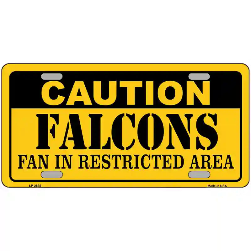 LLP-2535 24 x 12 in. Caution Falcons Metal Novelty License Plate