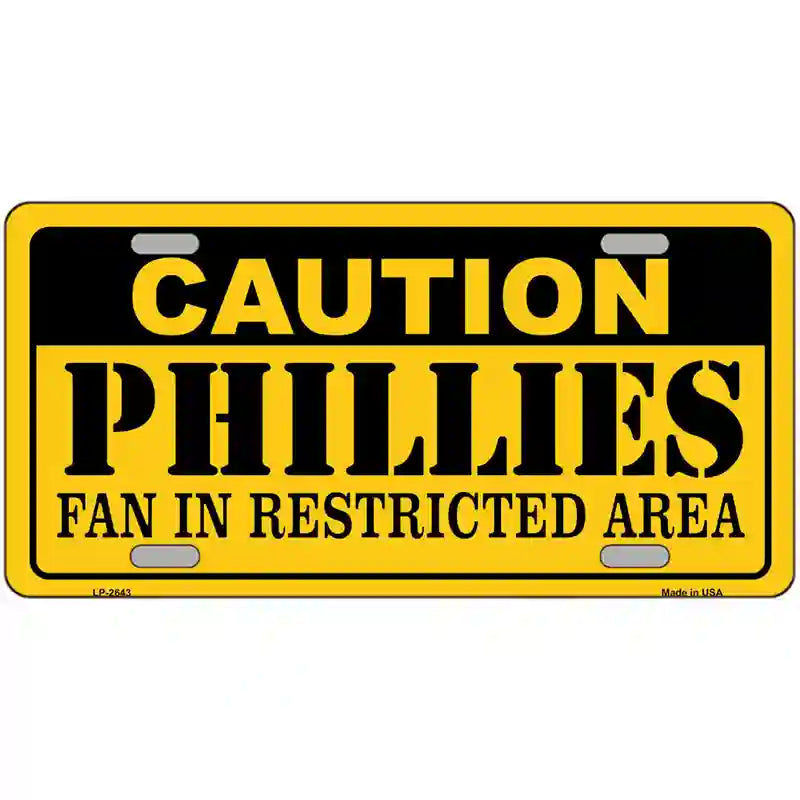 LLP-2643 24 x 12 in. Caution Phillies Fan Metal Novelty License Plate -  Smart Blonde