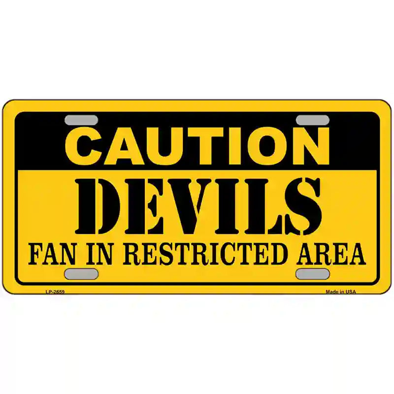 LLP-2659 24 x 12 in. Caution Devils Metal Novelty License Plate
