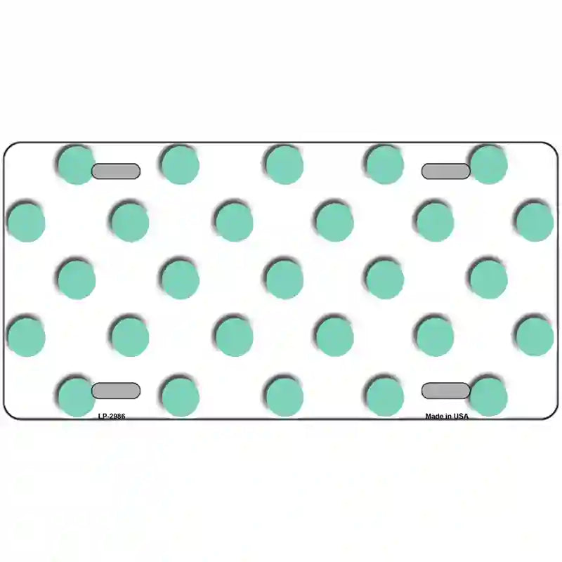 LLP-2986 24 x 12 in. Mint White Polka Dot Metal Novelty License Plate