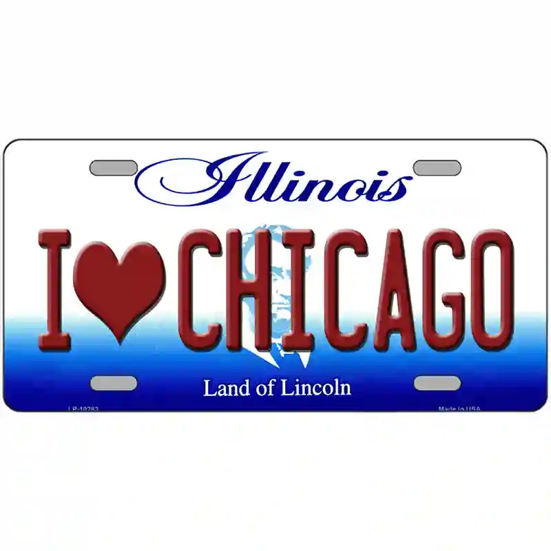 LLP-10283 24 x 12 in. I Love Chicago Illinois Metal Novelty License Plate