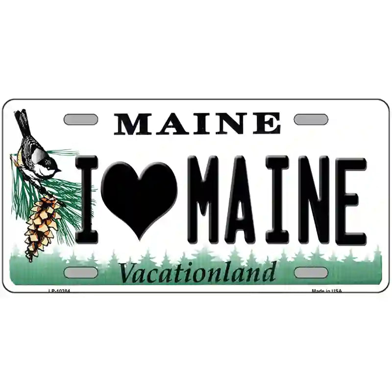 LLP-10384 24 x 12 in. I Love Maine Metal Novelty License Plate