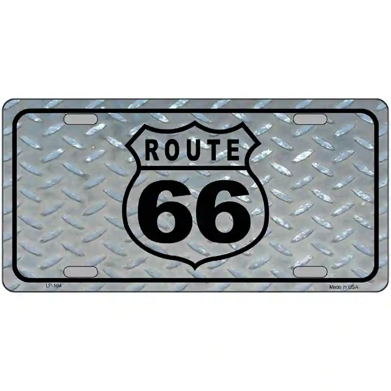 LLP-104 24 x 12 in. Route 66 Shield Diamond Metal License Plate