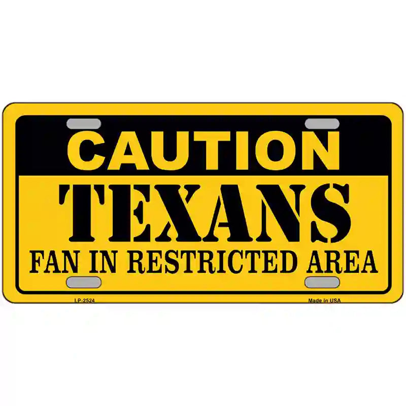 LLP-2524 24 x 12 in. Caution Texans Metal Novelty License Plate