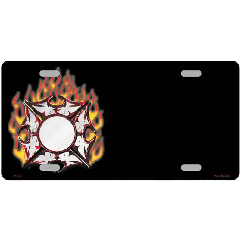 LLP-2321 24 x 12 in. Fire Cross Offset Flat Metal Novelty License Plate