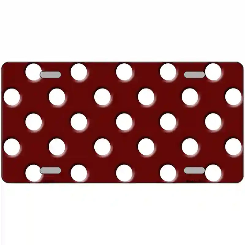LLP-2355 24 x 12 in. White Polka Dots Burgundy Metal Novelty License Plate