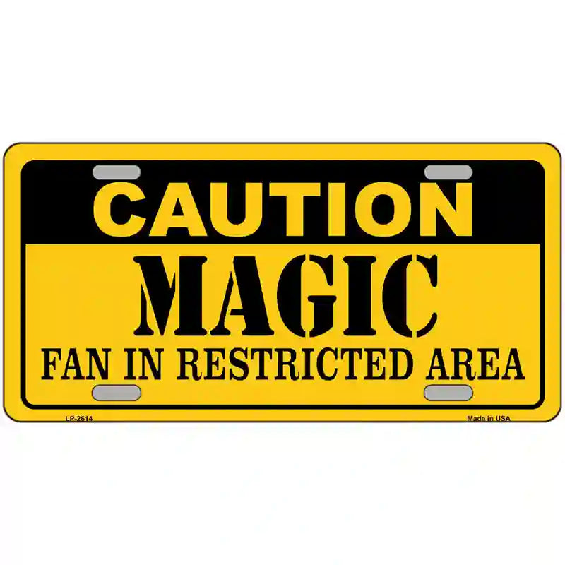 LLP-2614 24 x 12 in. Caution Magic Fan Metal Novelty License Plate
