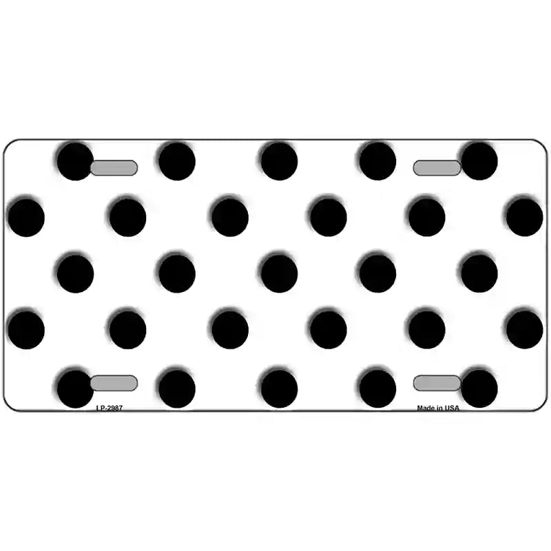 LLP-2987 24 x 12 in. Black White Polka Dot Metal Novelty License Plate