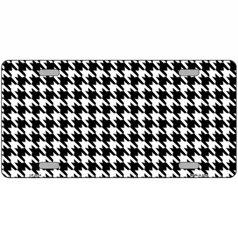 MP-2214 24 x 12 in. White Black Houndstooth Motorcycle Metal Novelty License Plate