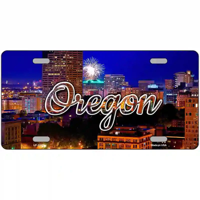 LLP-11625 24 x 12 in. Oregon Firework City Lights Novelty Metal State License Plate