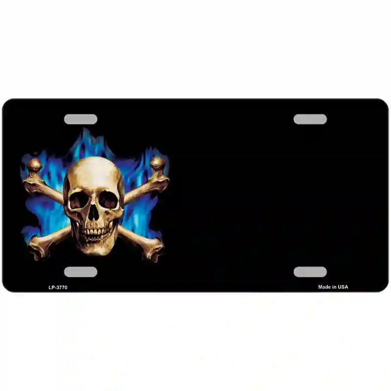 LLP-3770 24 x 12 in. Skull Offset Metal Novelty License Plate