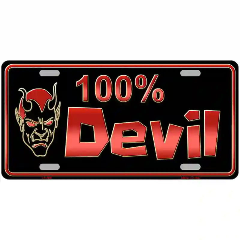 LLP-365 24 x 12 in. 100 Percent Devil Metal Novelty License Plate