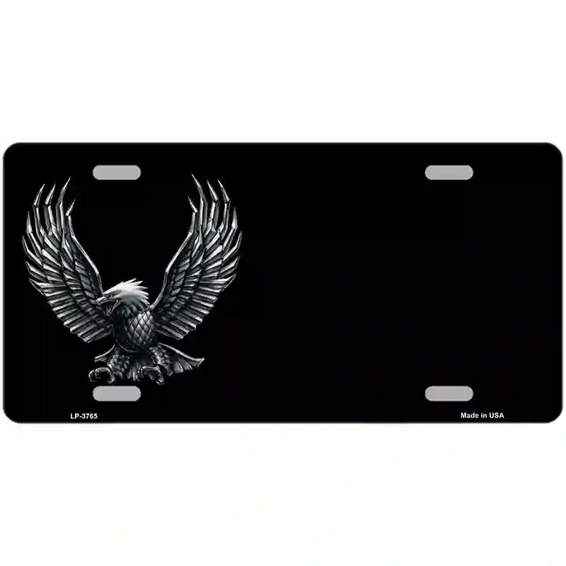 LLP-3765 24 x 12 in. Eagle Offset Black Metal Novelty License Plate