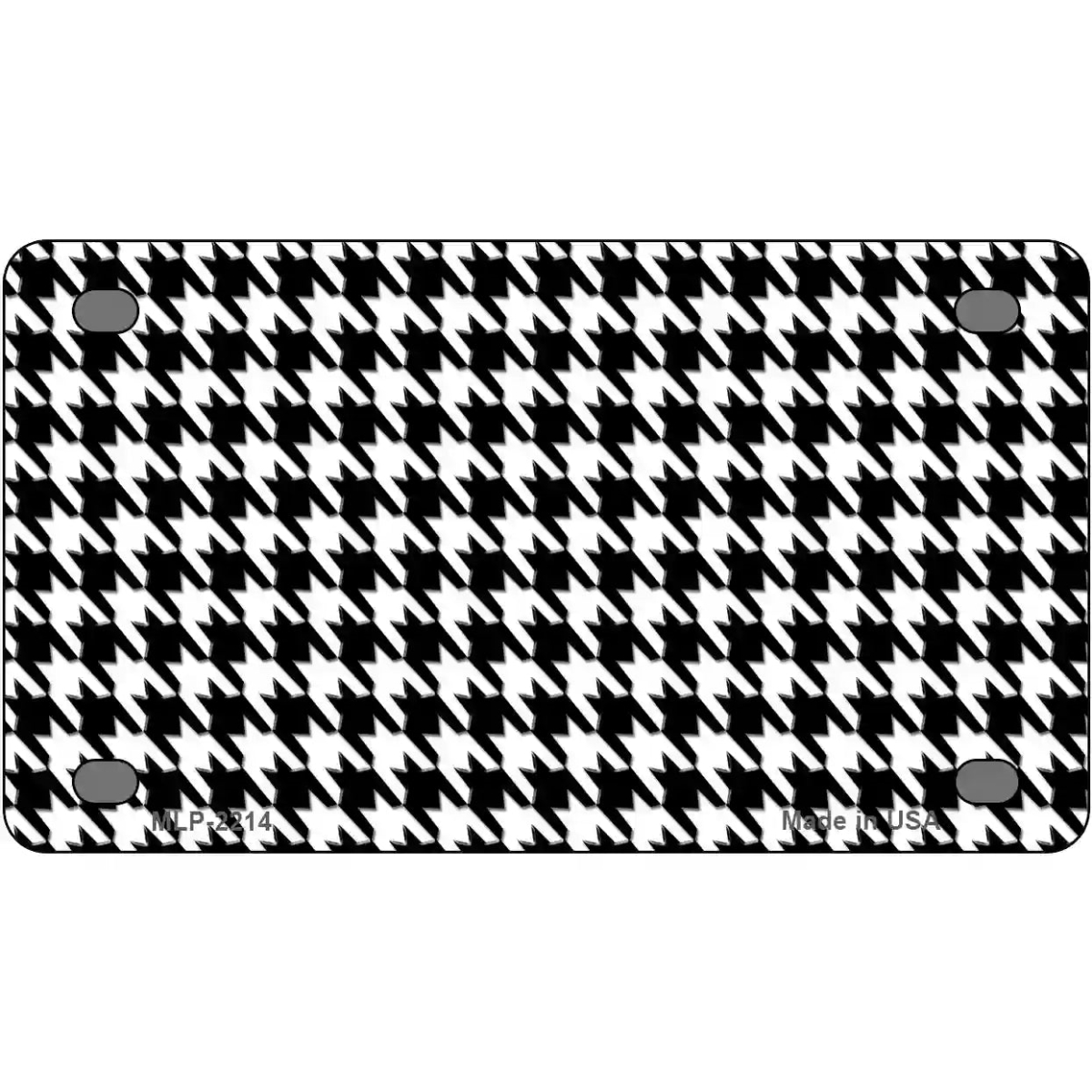 BP-2214 4 x 2.2 in. White Black Houndstooth Bicycle Metal Novelty License Plate