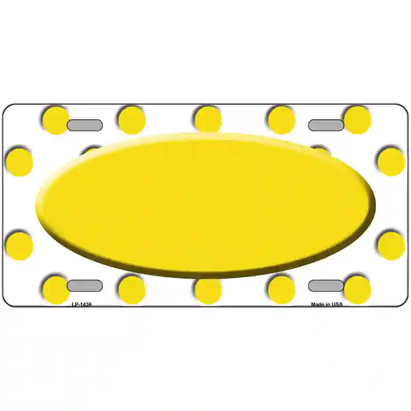 LLP-1436 24 x 12 in. Yellow White Polka Dot Yellow Center Oval Metal Novelty License Plate