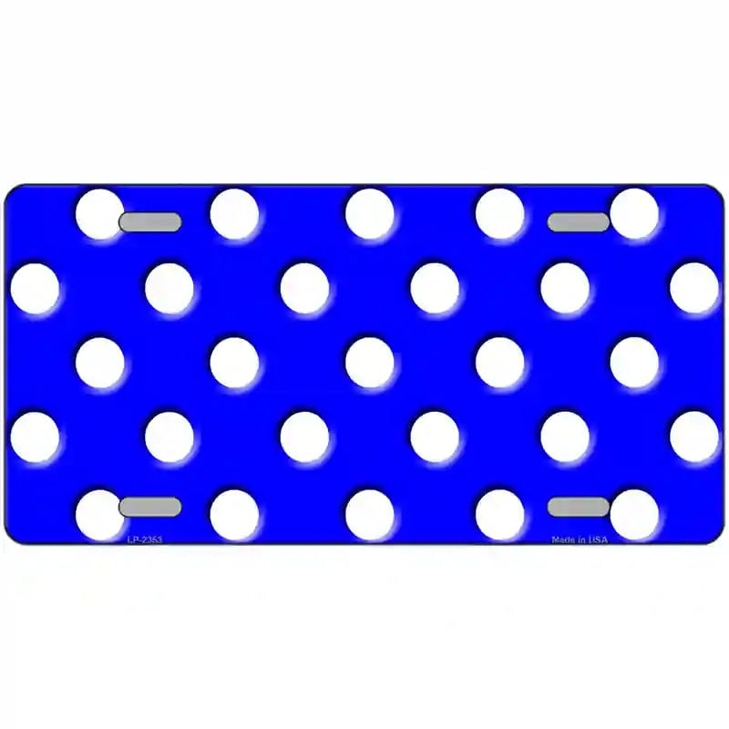 LLP-2353 24 x 12 in. White Polka Dots Royal Blue Metal Novelty License Plate