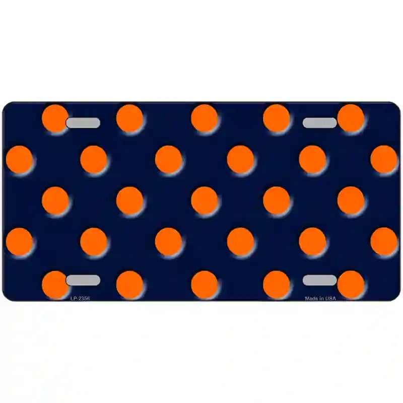 LLP-2356 24 x 12 in. Orange Polka Dots Navy Blue Metal Novelty License Plate