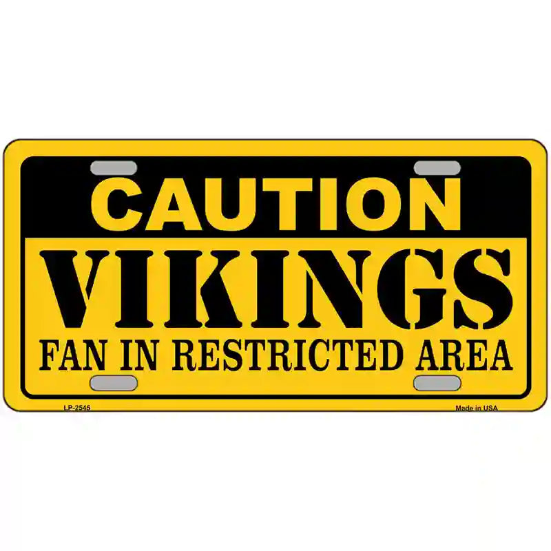LLP-2545 24 x 12 in. Caution Vikings Metal Novelty License Plate