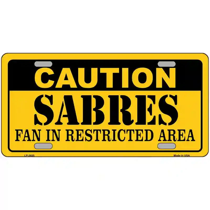 LLP-2655 24 x 12 in. Caution Sabres Metal Novelty License Plate