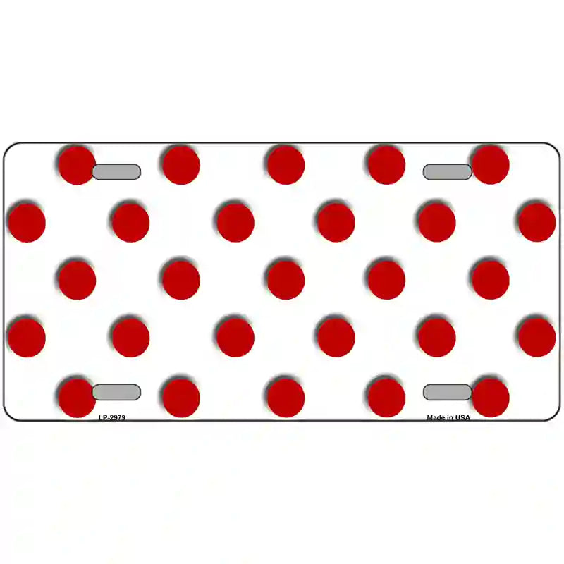 LLP-2979 24 x 12 in. Red White Polka Dot Metal Novelty License Plate