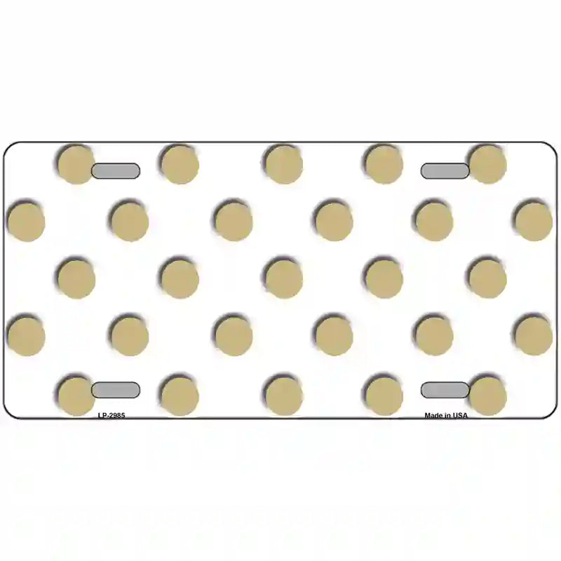 LLP-2985 24 x 12 in. Gold White Polka Dot Metal Novelty License Plate