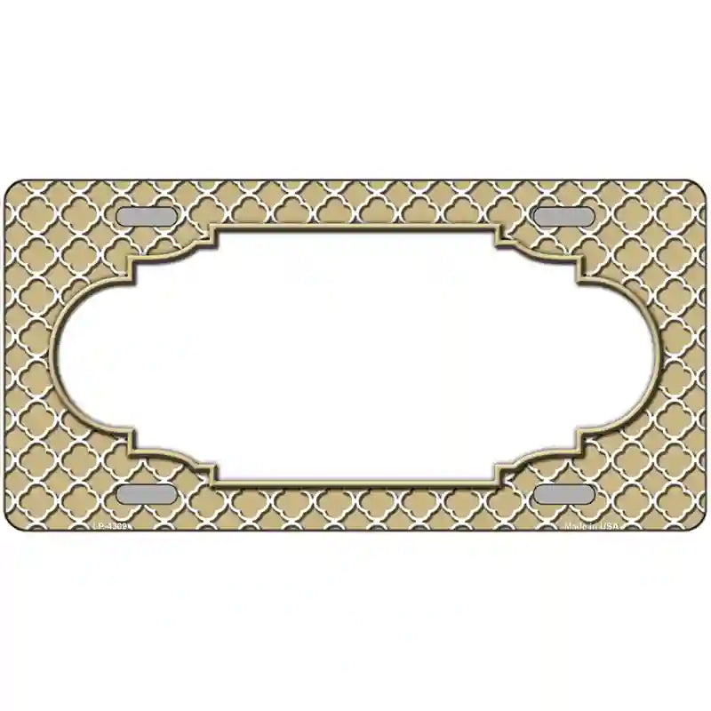 LLP-4309 24 x 12 in. Gold White Quatrefoil Center Scallop Metal Novelty License Plate -  Smart Blonde
