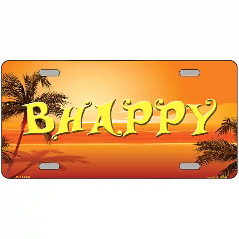LLP-11775 24 x 12 in. Be Happy Beach Scene Novelty License Plate