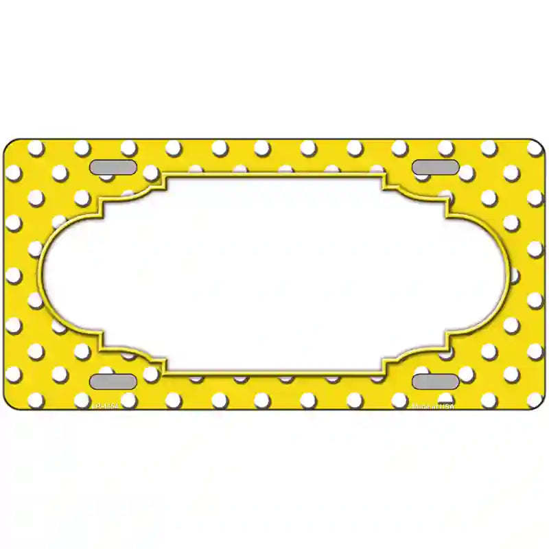 LLP-4354 24 x 12 in. Scallop Yellow White Polka Dot Metal Novelty License Plate
